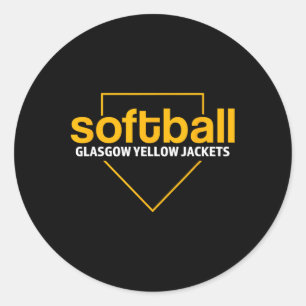 Glasgow Yellow Jackets Softbal Thuisplaat Ronde Sticker