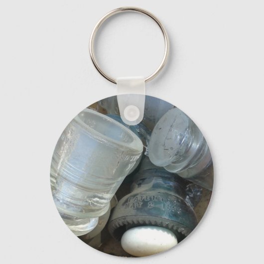 glasisolatoren en een deurknop sleutelhanger (Voorkant)