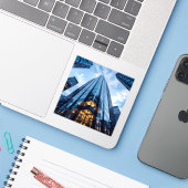 Glass Ascension - Square Vinyl Sticker (Laptop met iPhone)