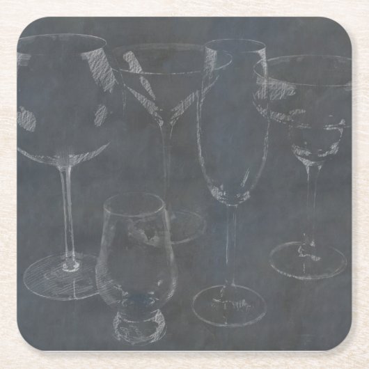 Glass Barware Vierkante Kartonnen Onderzetter (Voorkant)