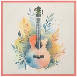 Glass COASTER - Acoustic Guitar on a Coaster Glazen Onderzetter