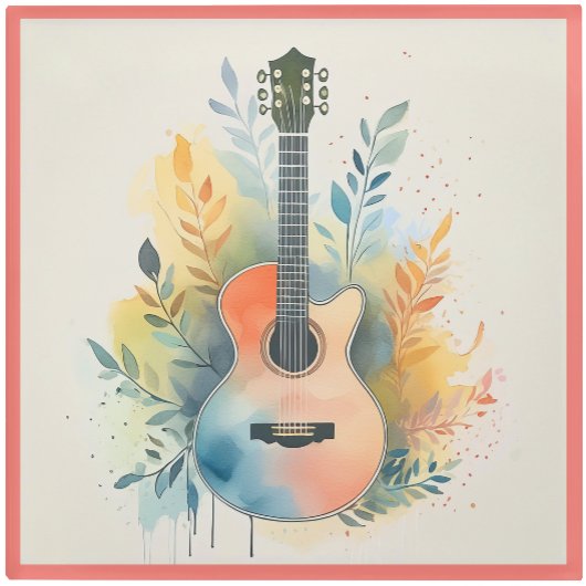 Glass COASTER - Acoustic Guitar on a Coaster Glazen Onderzetter