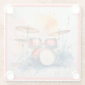 Glass COASTER - Drums on a Coaster Glazen Onderzetter (Achterkant)