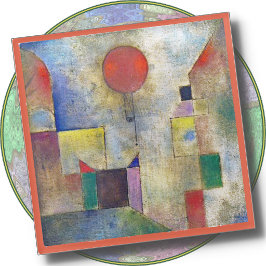 GLASS COASTER - "Red Balloon" by Artist Paul Klee Glazen Onderzetter
