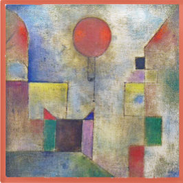 GLASS COASTER - "Red Balloon" by Artist Paul Klee Glazen Onderzetter