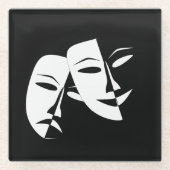 Glass Comedy / Tragedy Zwart-wit Onderzetter Glazen Onderzetter (Voorkant)