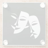 Glass Comedy / Tragedy Zwart-wit Onderzetter Glazen Onderzetter (Achterkant)