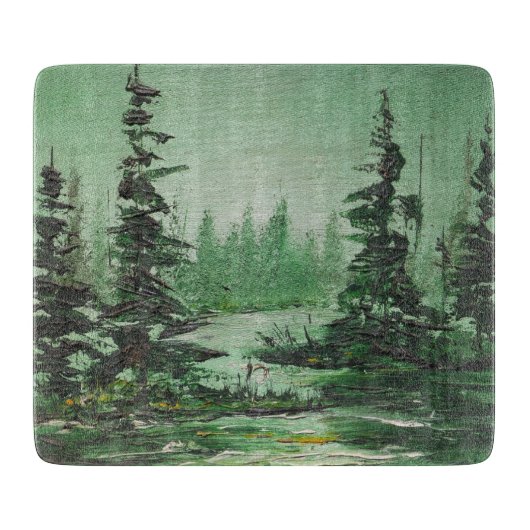 Glass Cutting Board Ann Hayes Schilder Green Fores Snijplank (Voorkant)