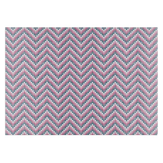 Glass Cutting Board Chevron Stippen Pink+ Snijplank (Voorkant)