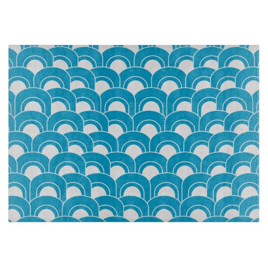 Glass Cutting Board Mod Waves Blue Snijplank (Voorkant)