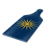 Glass cutting board paddle with flag Macedonia Snijplank (Hoek)