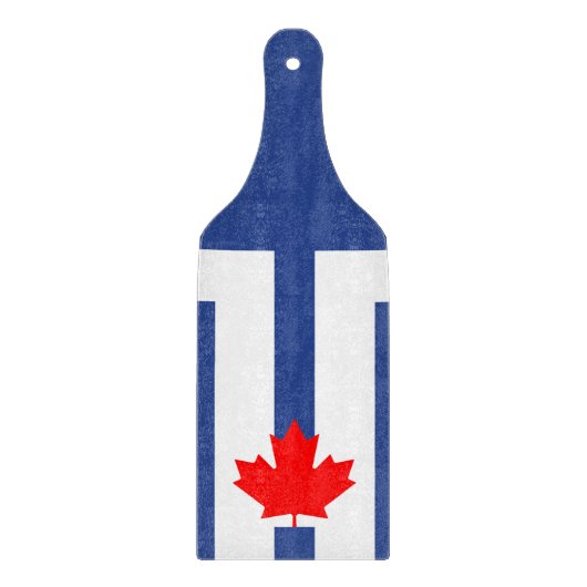 Glass cutting board paddle with flag of Toronto Snijplank (Voorkant)