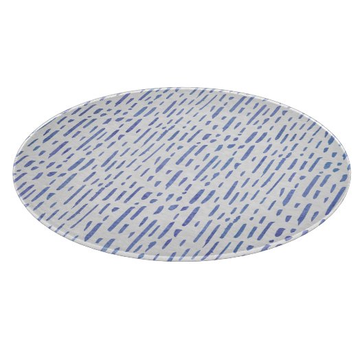 Glass Cutting Board Round - Blue Stripe Pattern Snijplank (Hoek)