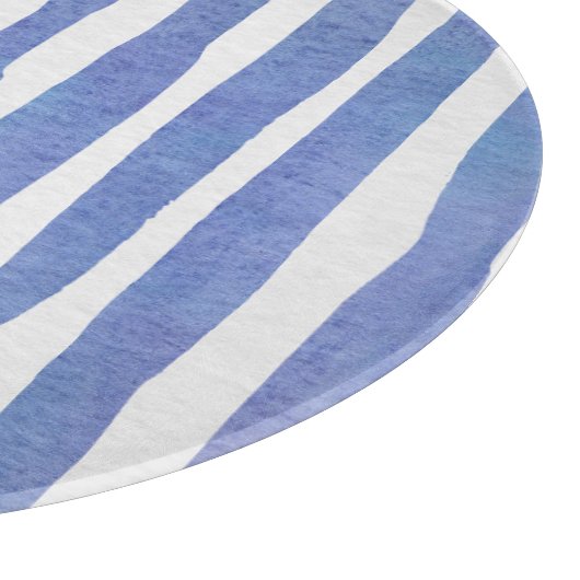Glass Cutting Board Round - Blue Stripe Pattern Snijplank (Hoek)