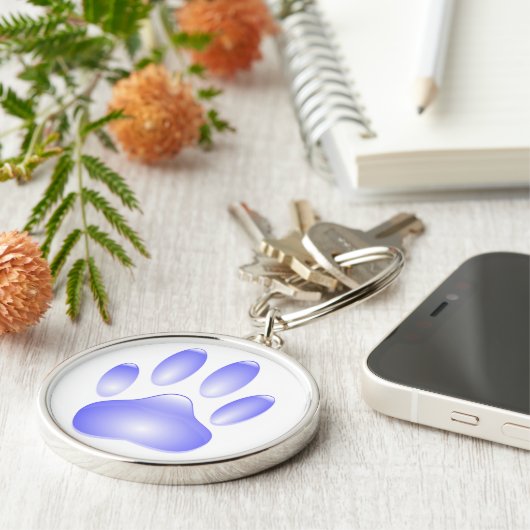 Glass Dog Paw Print Award Sleutelhanger (Zijkant)