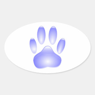Glass Dog Paw Print Ovale Sticker