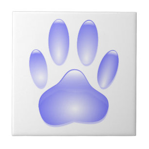 Glass Dog Paw Print Tegeltje