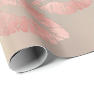 Glass Kiss Lips Makeup Blush Pink Rose Gold Metal Cadeaupapier