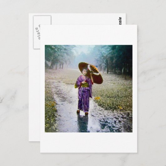 Glass Magic Lantern Slide A JAPANESE MEISJE IN RAI Briefkaart (Voorkant / Achterkant)