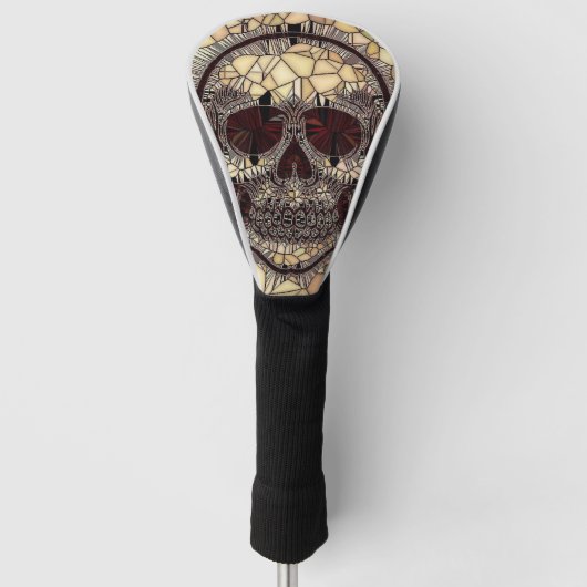 Glass Mosaic Skull, beige Golfheadcover (Voorkant)