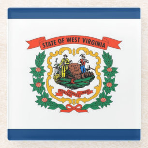 Glass onderzetter met vlag van West Virginia, Vere Glazen Onderzetter