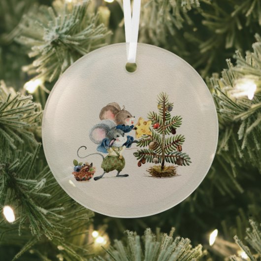 Glass Ornament - Christmas Mice (Insitu)