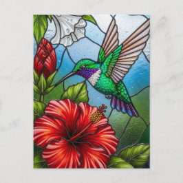 Glass Patchwork Hummingbird Garden Floral Mosaic Briefkaart