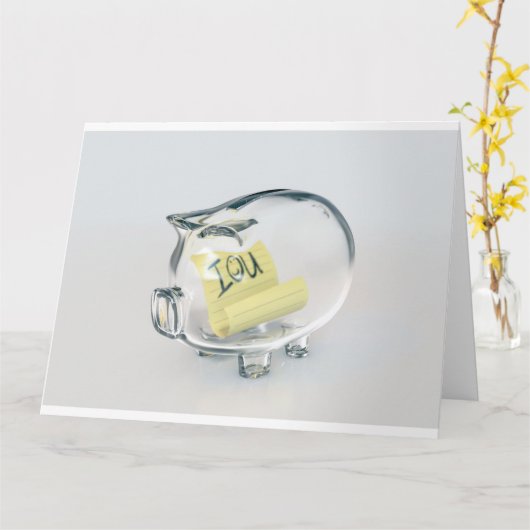 Glass Piggy Bank IOU Kaart (Gele Bloem)