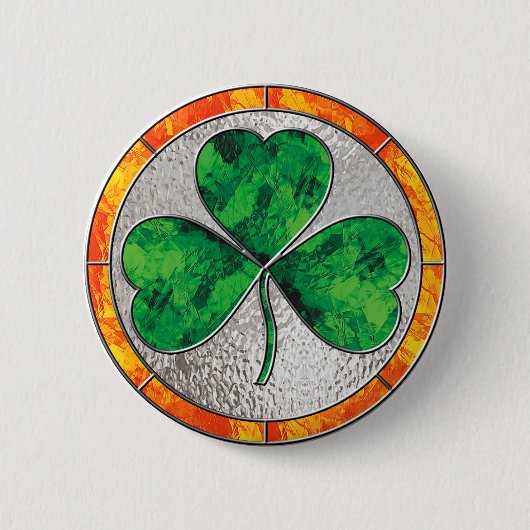 Glass Shamrock Ronde Button 5,7 Cm (Voorkant)