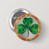 Glass Shamrock Ronde Button 5,7 Cm (Voorkant /achterkant)