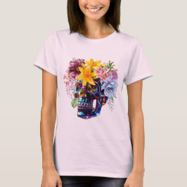 Glass Skull with Spring Flowers WOMEN'S T SHIRT