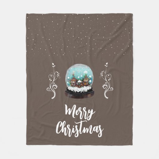 Glass Snowball Winter Village Foliage Kerstmis Fleece Deken (Voorkant)