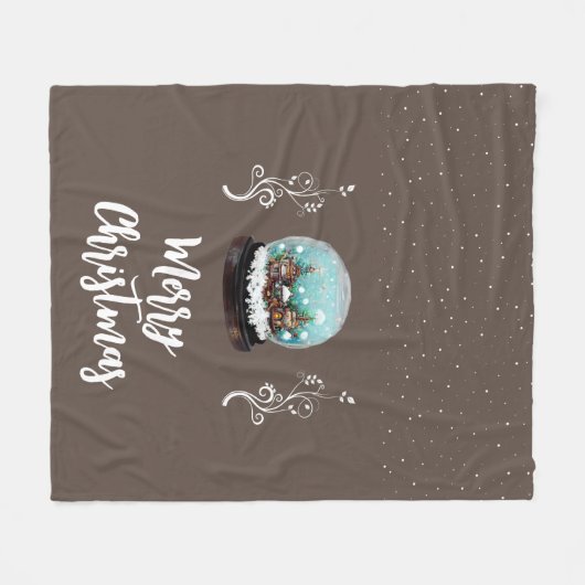 Glass Snowball Winter Village Foliage Kerstmis Fleece Deken (Voorkant (Horizontaal))