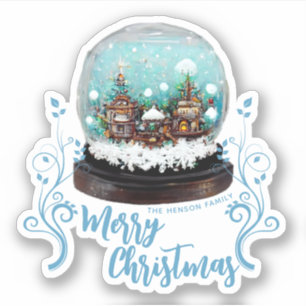 Glass Snowball Winter Village Foliage Kerstmis Sticker