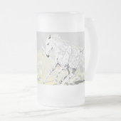 Glass White Stallion in Motion, bevroren Matglas Bierpul (Voorkant rechts)