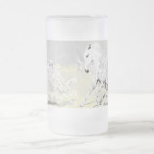 Glass White Stallion in Motion, bevroren Matglas Bierpul (Center)