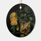 Glass with Roses by Vincent van Gogh Keramisch Ornament (Links)
