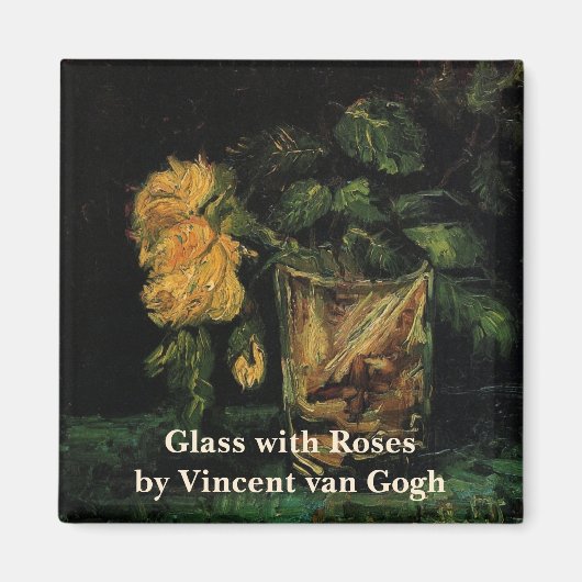 Glass with Roses by Vincent van Gogh Magneet (Voorkant)