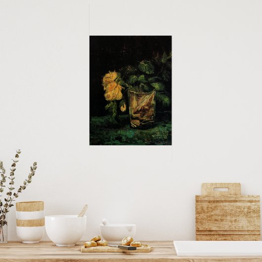 Glass with Roses by Vincent van Gogh Poster (Keuken)