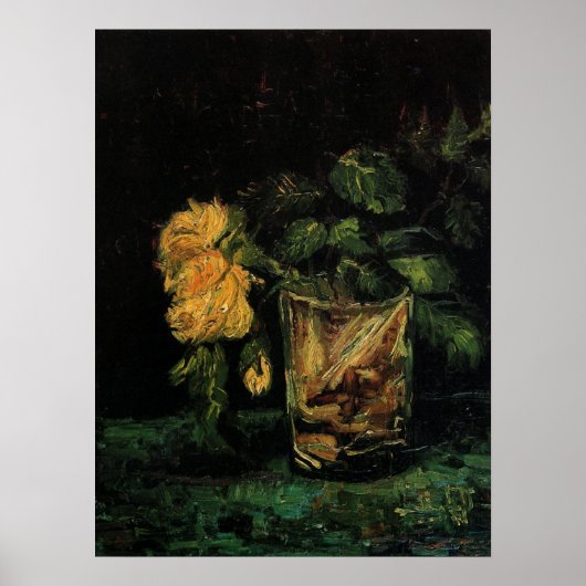 Glass with Roses by Vincent van Gogh Poster (Voorkant)