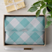 Glassic Blauwgroen Gingham Checkpattern Geometric Tissuepapier (Geschenk)