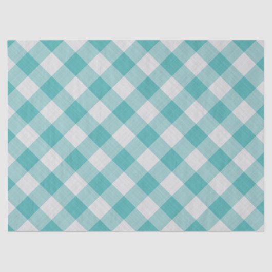 Glassic Blauwgroen Gingham Checkpattern Geometric Tissuepapier (Voorkant)