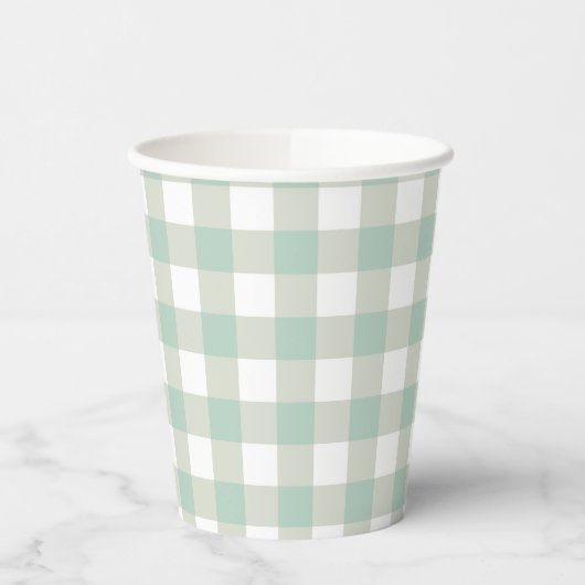 Glassic Gingham Muted  Check Grayish Blue Papieren Bekers (Links)