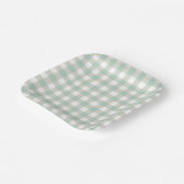 Glassic Gingham Muted  Check Grayish Blue Papieren Bordje (Gebogen)