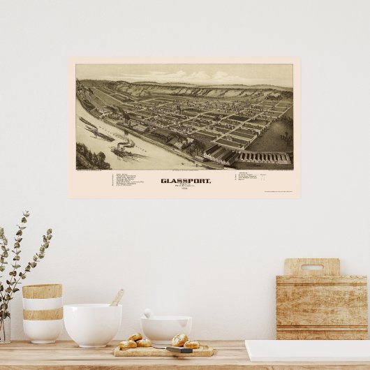 Glassport, PA Panoramic Map - 1902 Poster (Keuken)