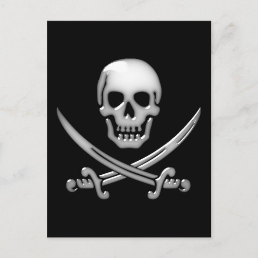Glassy Pirate Skull & Sword Crossbones Briefkaart (Voorkant)