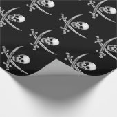 Glassy Pirate Skull & Sword Crossbones Cadeaupapier (Hoek)