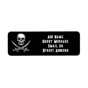 Glassy Pirate Skull & Sword Crossbones Etiket