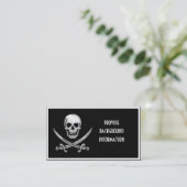 Glassy Pirate Skull & Sword Crossbones Visitekaartje (Staand voorkant)