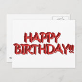 Glassy Red Happy Birthday Text Afbeelding Briefkaart (Voorkant / Achterkant)